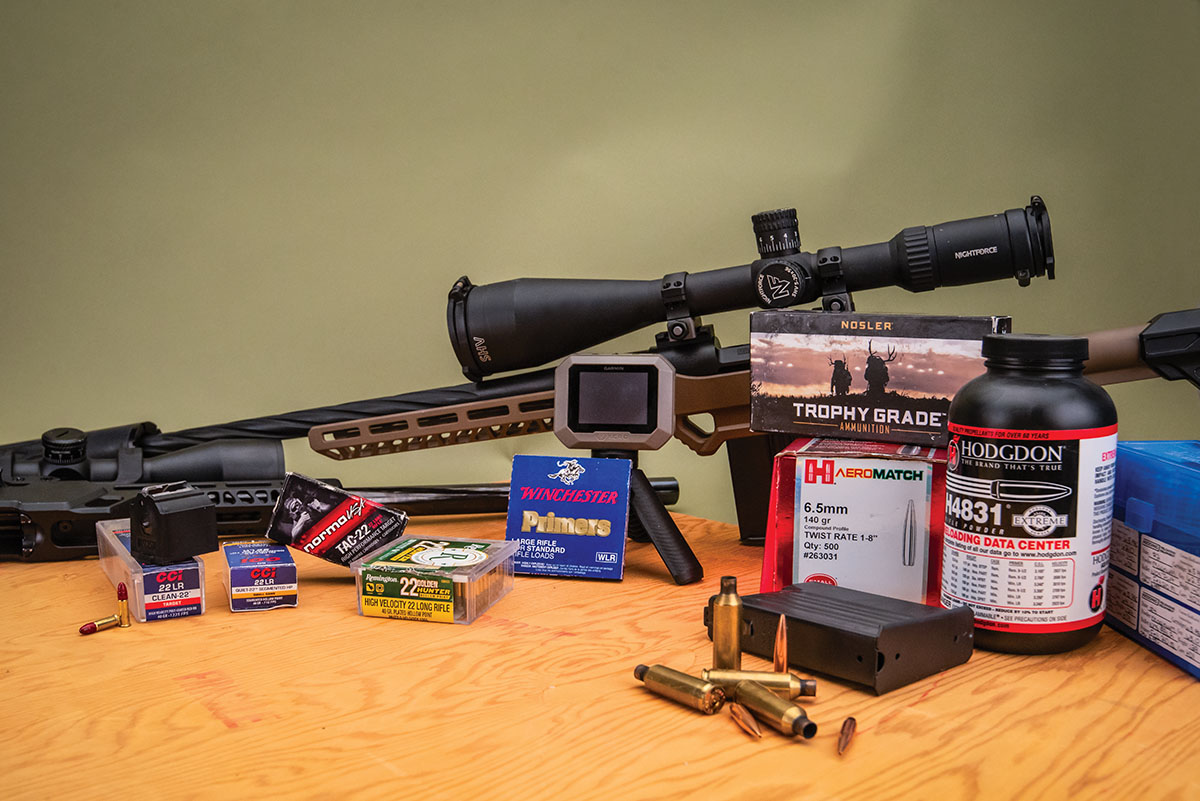 A wide range of 6.5 PRC factory loads and handloads were tested as well as an assortment of 22 LR ammunition. A Garmin Chronograph recorded all velocities with ease and reliability.
